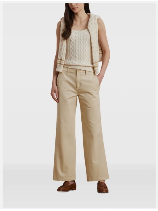 Lauren Ralph Lauren Pants - Lauren Ralph Lauren Beige Wide Leg Twill Cotton Chino Trousers Pants New 12